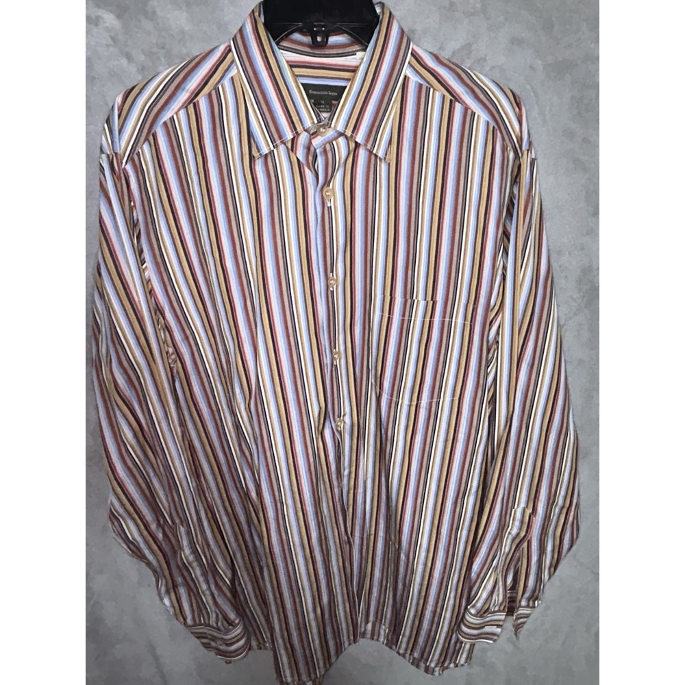 Ermenegildo Zegna mens XL purple blue stripe cotton button up shirt EuC - Picture 2 of 7
